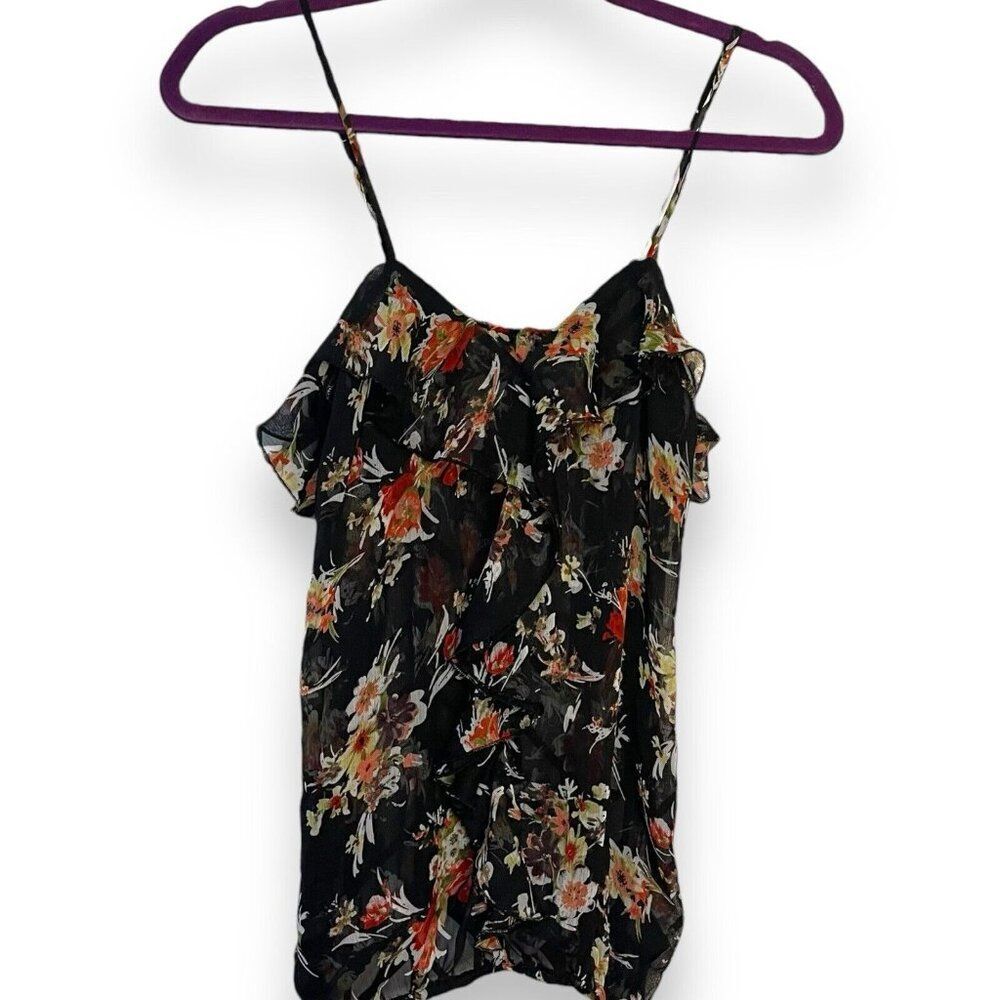 Forever 21 Spaghetti Strap Blouse Women's Small Multicolored Floral Sheer Top